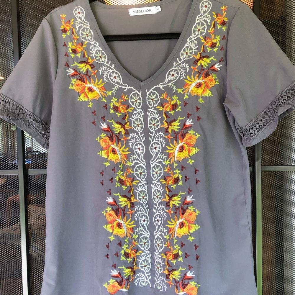 Beautifully Embroidered Flowey Blouse